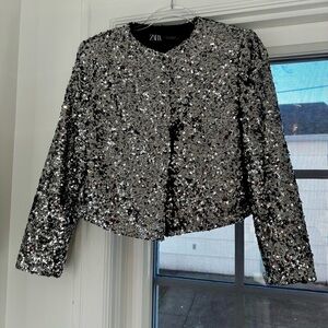 Zara Silver Sequin Jacket